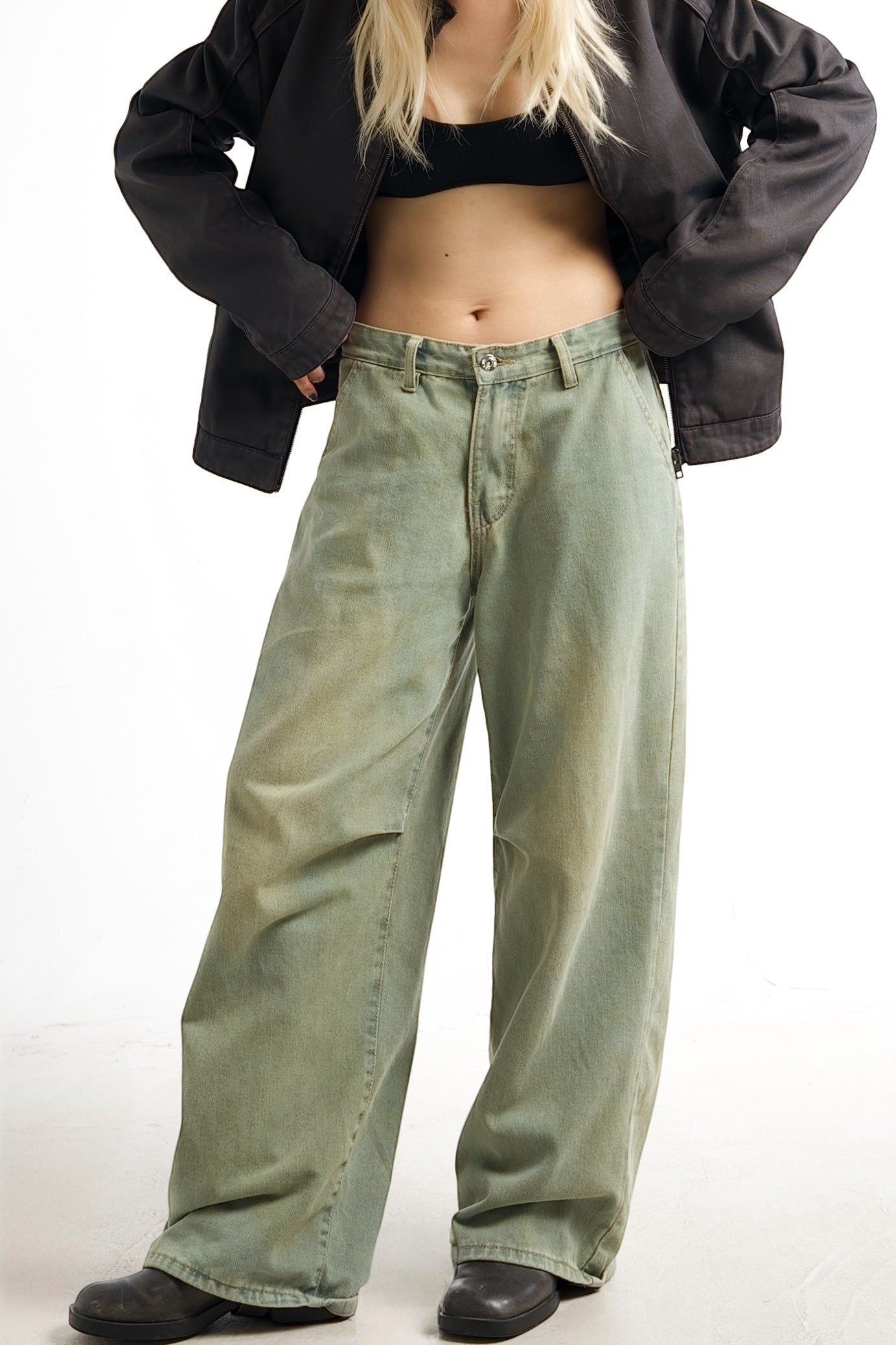 Lowrise7 Retro Jeans - Green Vintage